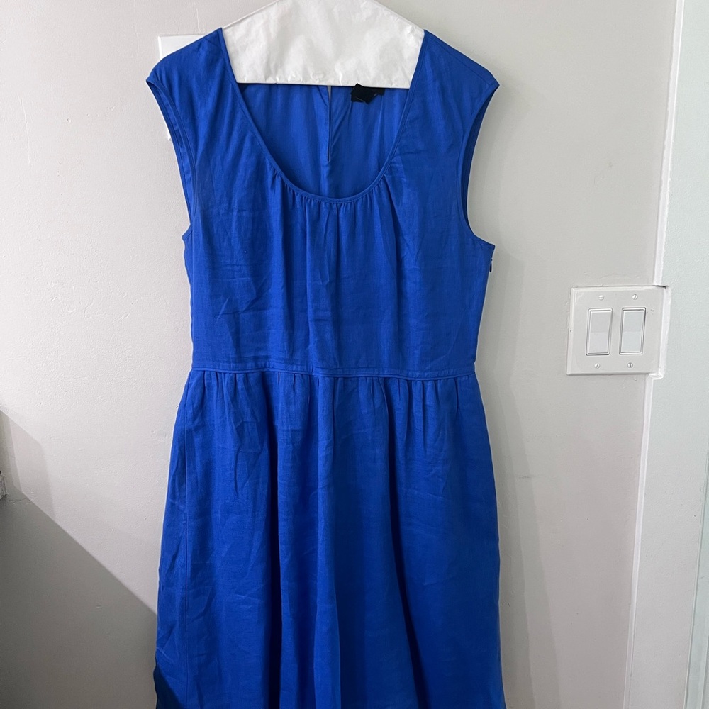 J. Crew Royal Blue Linen Sleeveless Dress